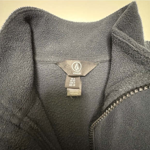 2/$20 Volcom Stone Boys Small Quarter Zip Pullover Fleece Sweater Black Soft Mid - Picture 3 of 4